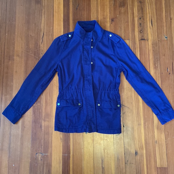 Blue Utility Style Jacket With Waist Drawcord! Francesca’s Size Large - Picture 1 of 7